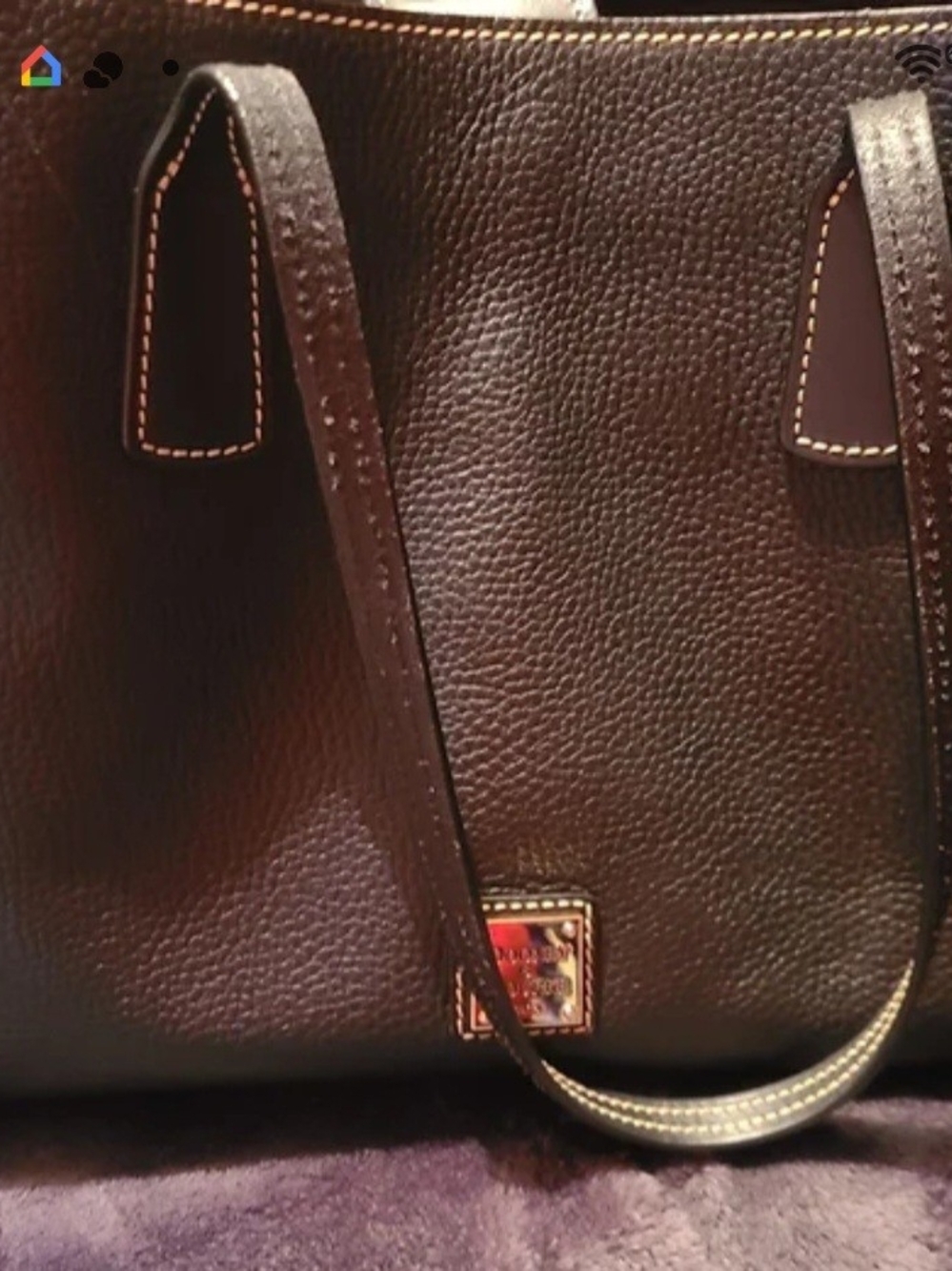 Dooney & Bourke Dark Brown Pebbled Leather Tote